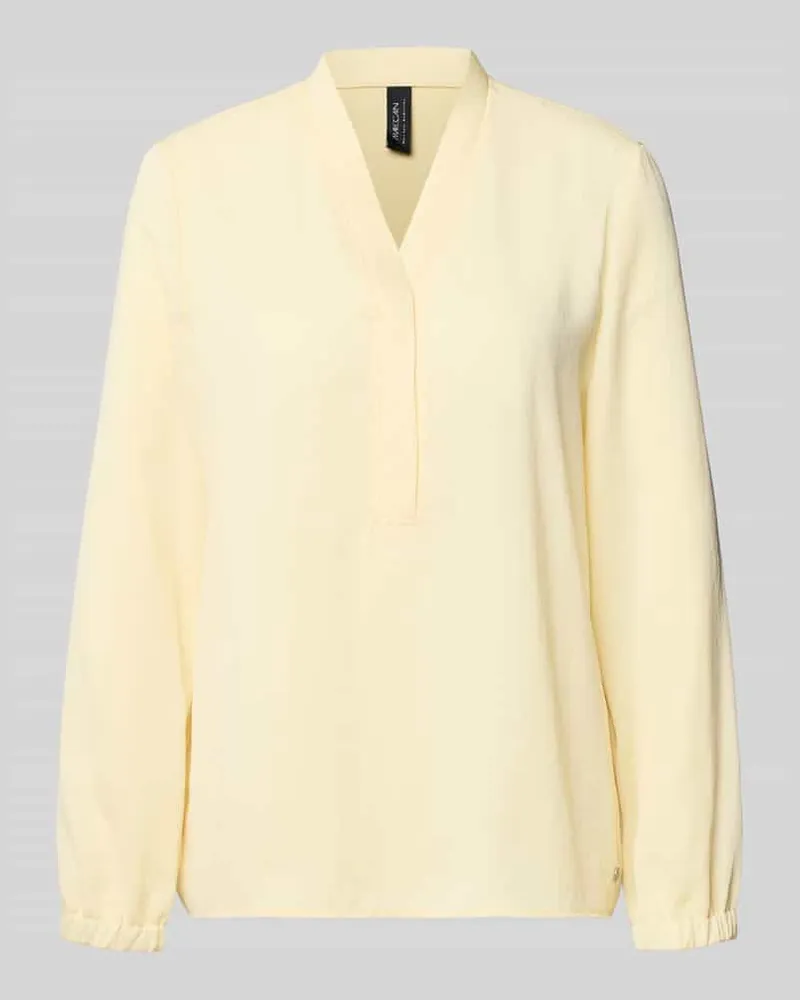 Marc Cain Regular Fit Bluse mit V-Ausschnitt Hellgelb