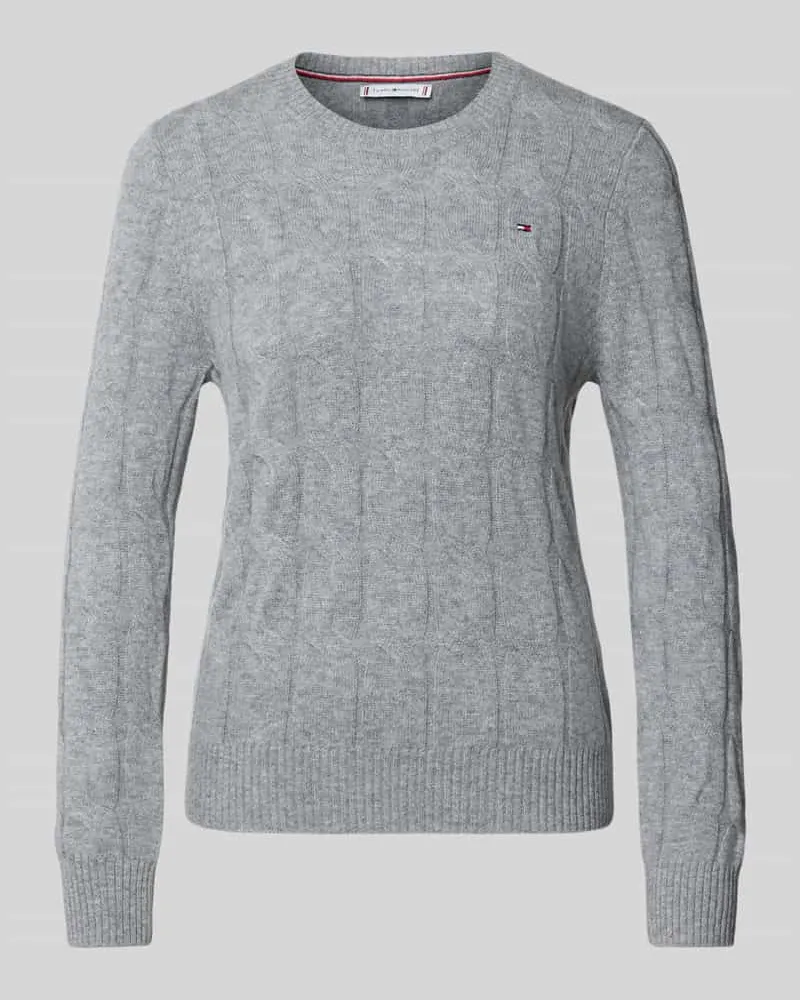 Tommy Hilfiger Regular Fit Strickpullover aus reiner Wolle Hellgrau
