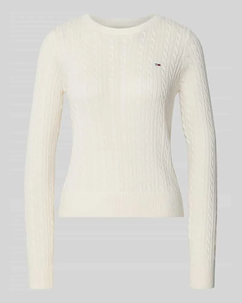 Tommy Hilfiger Regular Fit Strickpullover aus reiner Baumwolle Offwhite