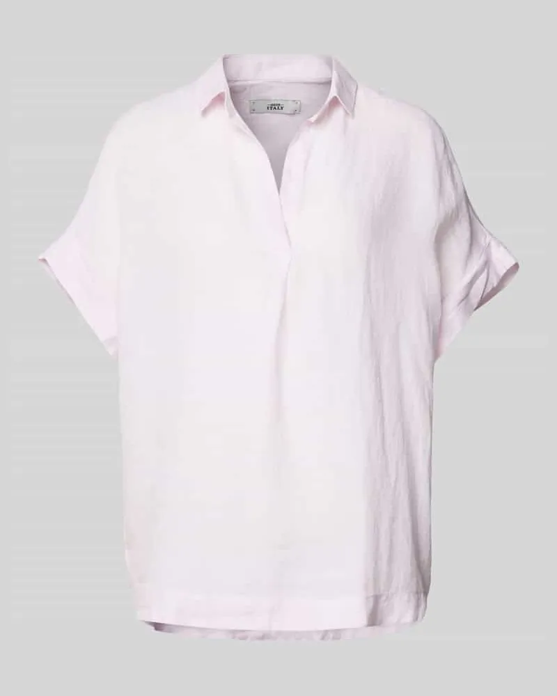 0039 Italy Regular Fit Leinenblusenshirt mit Kappärmeln Modell 'DERRY Hellrosa