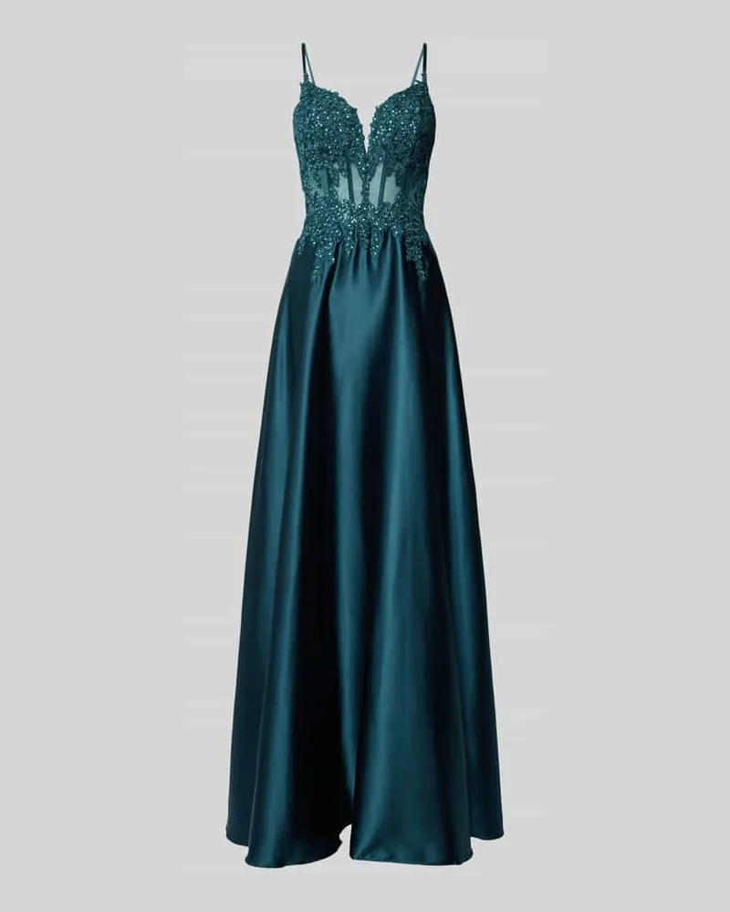 LUXUAR Abendkleid mit Herz-Ausschnitt Dunkelgruen