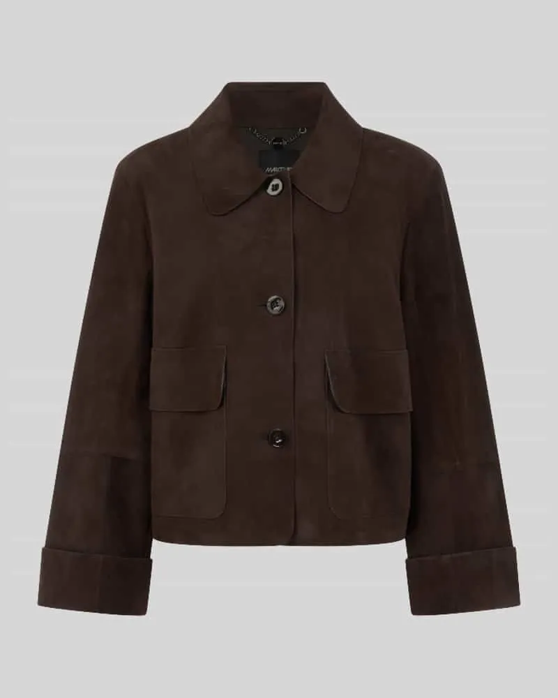 Marc Cain Regular Fit Lederjacke aus echtem Leder Dunkelbraun