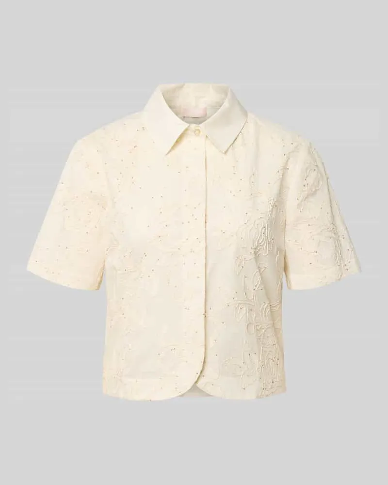 Liu Jo Regular Fit Bluse mit Stitchings und Pailletten Ecru