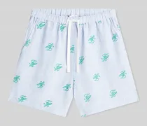 Relaxed Fit Shorts mit Logo-Stitching aus Leinen-Mix