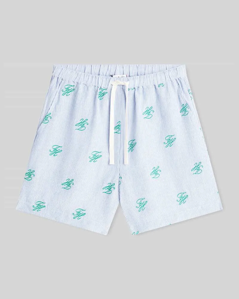 Tommy Hilfiger Relaxed Fit Shorts mit Logo-Stitching aus Leinen-Mix Hellblau