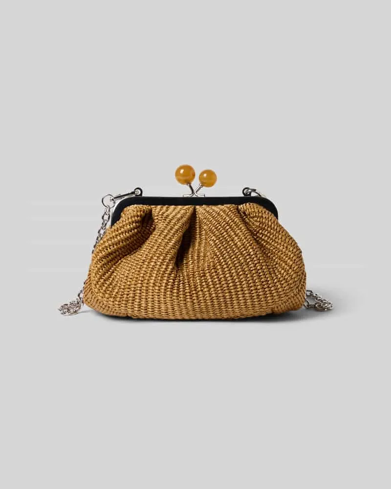 Max Mara Clutch aus Baumwoll-Mix Modell 'PALMAS Camel