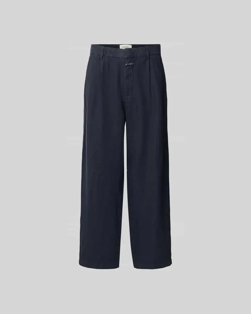 Closed Straight Fit Leinenhose Dunkelblau