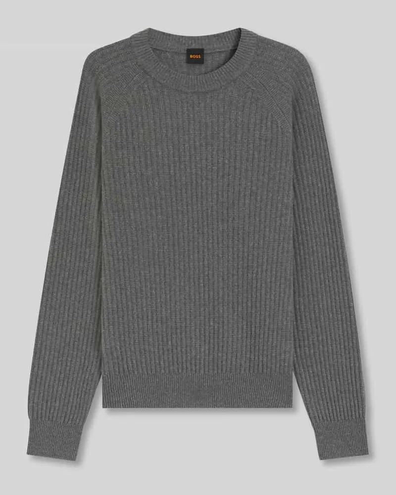 HUGO BOSS Regular Fit Pullover aus Woll-Mix Anthrazit