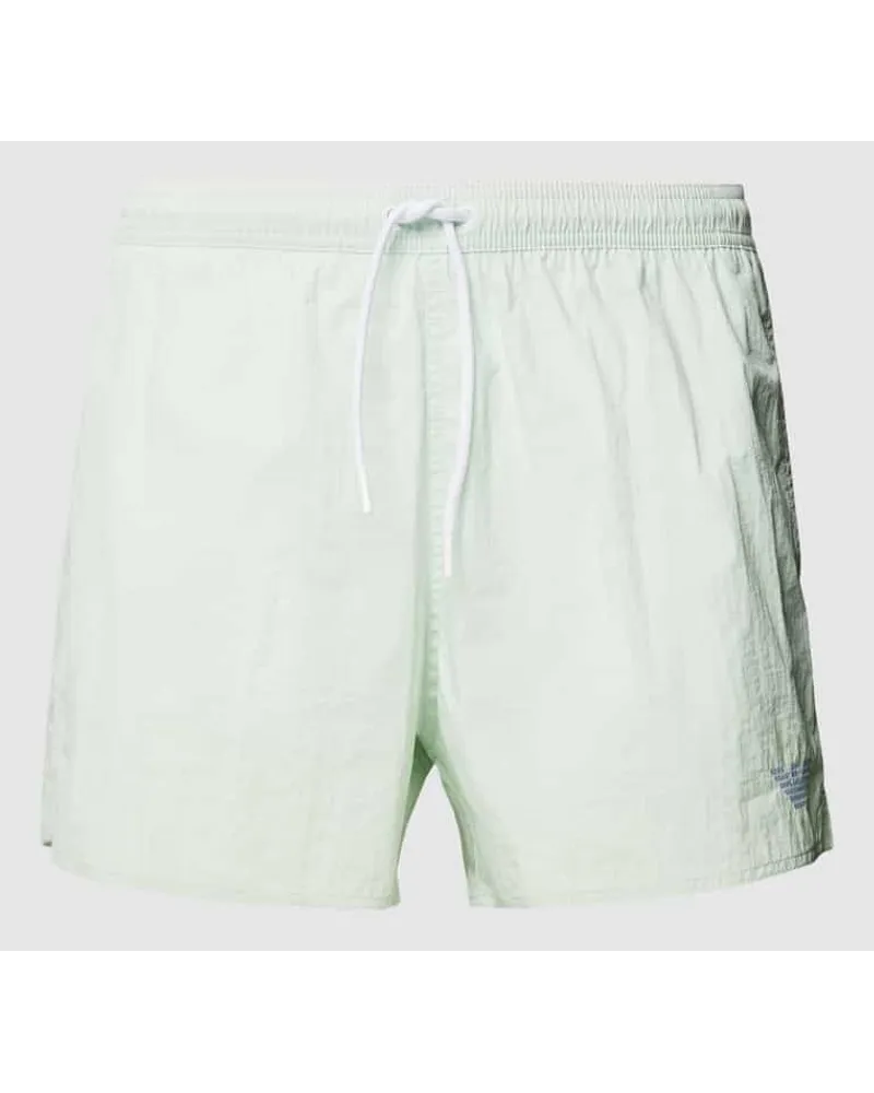 Emporio Armani Regular Fit Badehose mit Logo-Stitching Helltuerkis