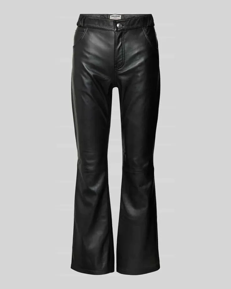 Zadig & Voltaire Flared Lederhose im 5-Pocket-Design Modell 'PUSH CUIR LISSE Black