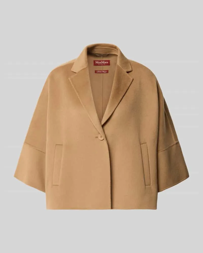 Max Mara Boxy Fit Blouson aus Kaschmir-Schurwoll-Mix Modell 'QUORUM Camel