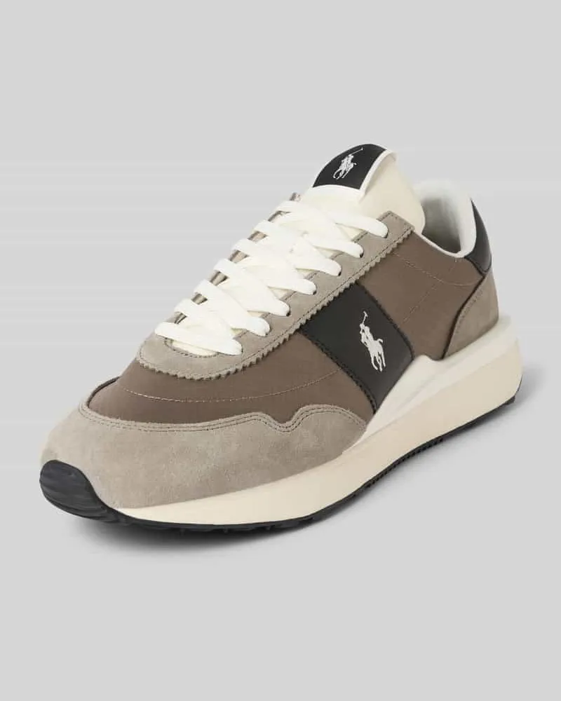 Ralph Lauren Sneaker aus Leder-Mix mit Logo-Stitching Modell 'Train Mittelgrau