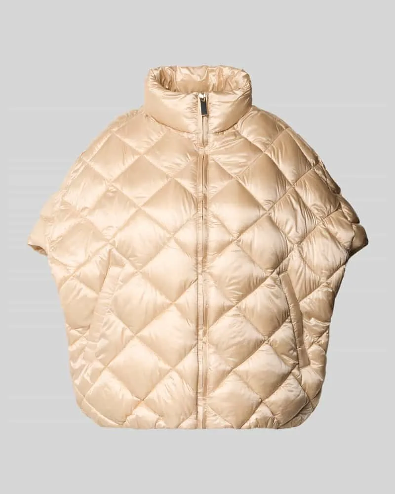 Stefanel Poncho mit Kappärmeln und Stehkragen Beige