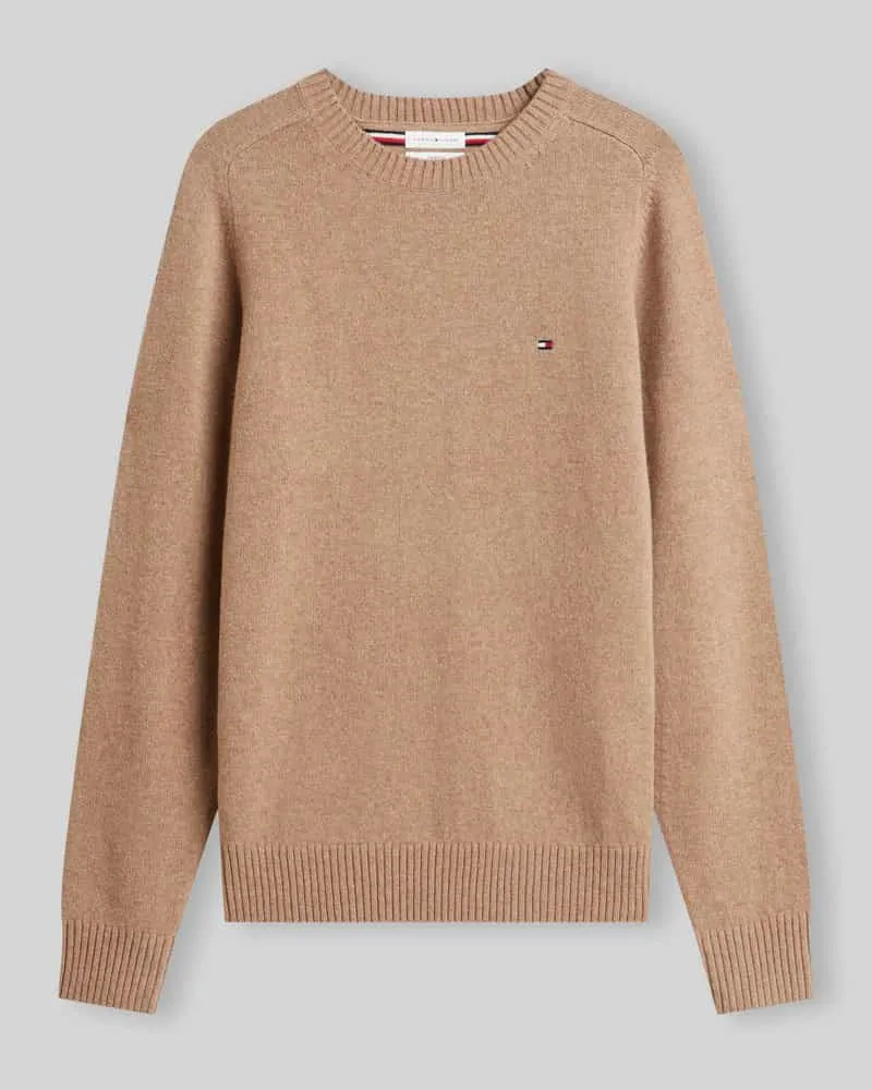Tommy Hilfiger Regular Fit Pullover aus Lammwoll-Mix Camel