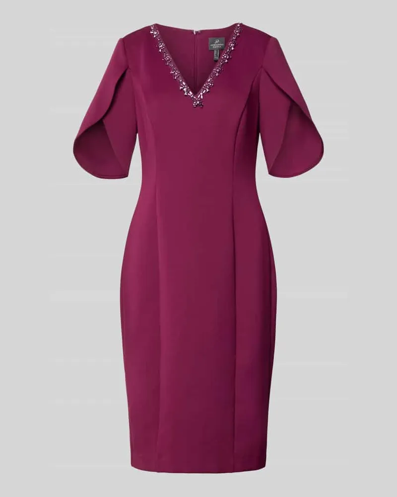 Adrianna Papell Knielanges Kleid mit Ziersteinbesatz Taupe