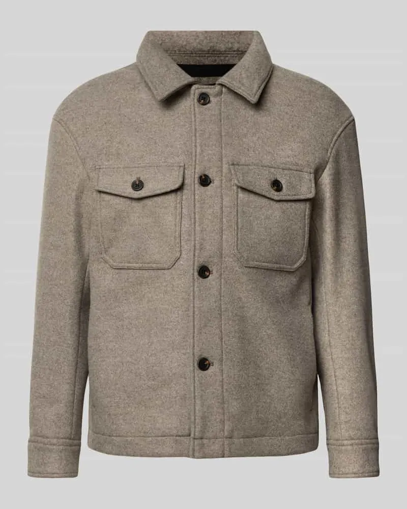 Selected Homme Regular Fit Jacke mit Woll-Anteil Modell 'MITCH Taupe