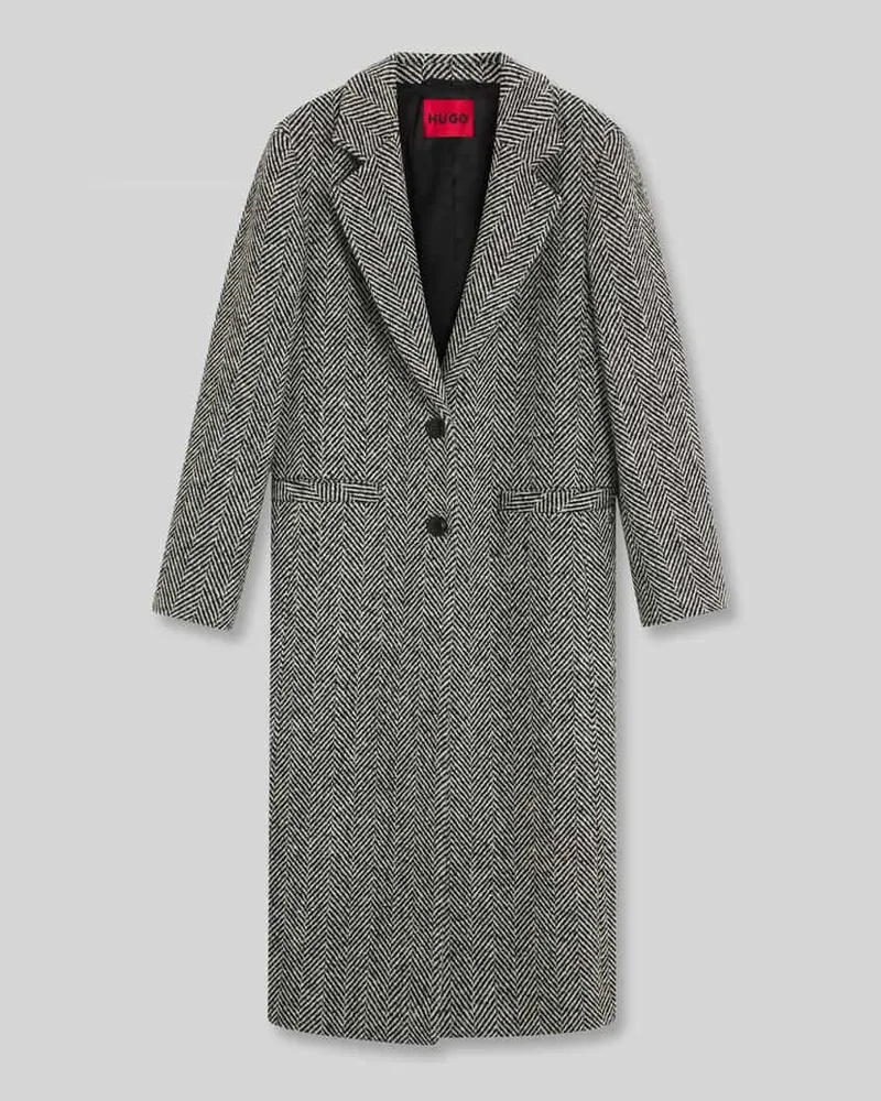 HUGO BOSS Relaxed Fit Mantel aus Woll-Mix Modell 'Mojeni Black
