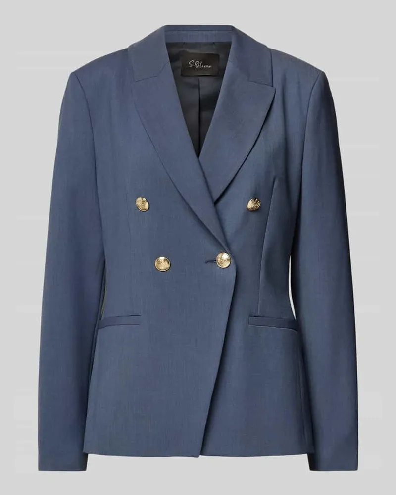 S.Oliver Slim Fit Blazer mit doppelreihigem 2-Knopf-Verschluss Blau