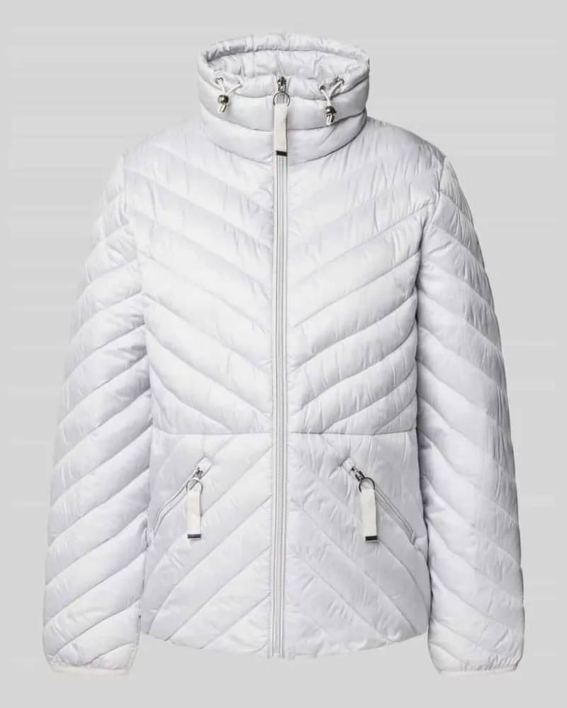 Christian Berg Steppjacke mit Stehkragen und Reißverschlusstaschen Silber