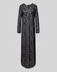 Baum und Pferdgarten Maxikleid mit Lochmuster Black