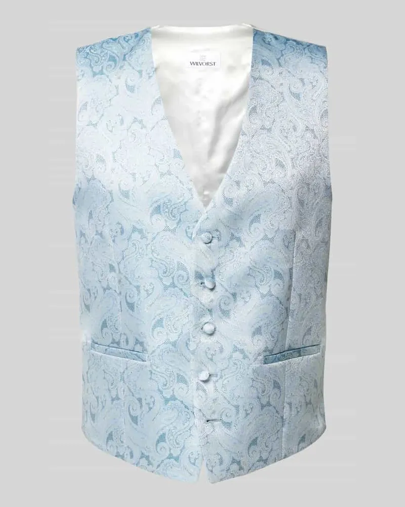 Wilvorst Weste mit Paisley-Muster Hellblau