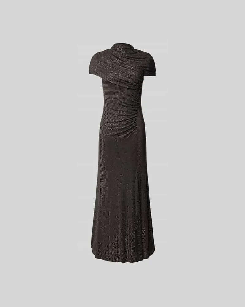 Self-Portrait Maxikleid mit Allover-Ziersteinbesatz Mittelgrau