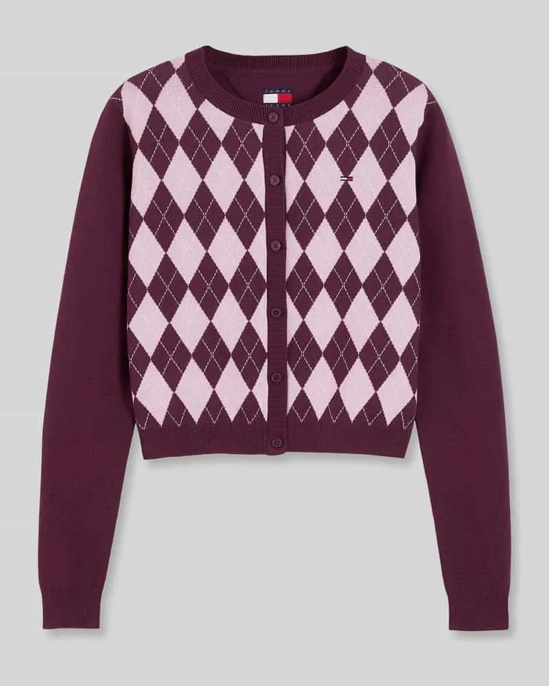 Tommy Hilfiger Regular Fit Strickjacke aus reiner Baumwolle Bordeaux