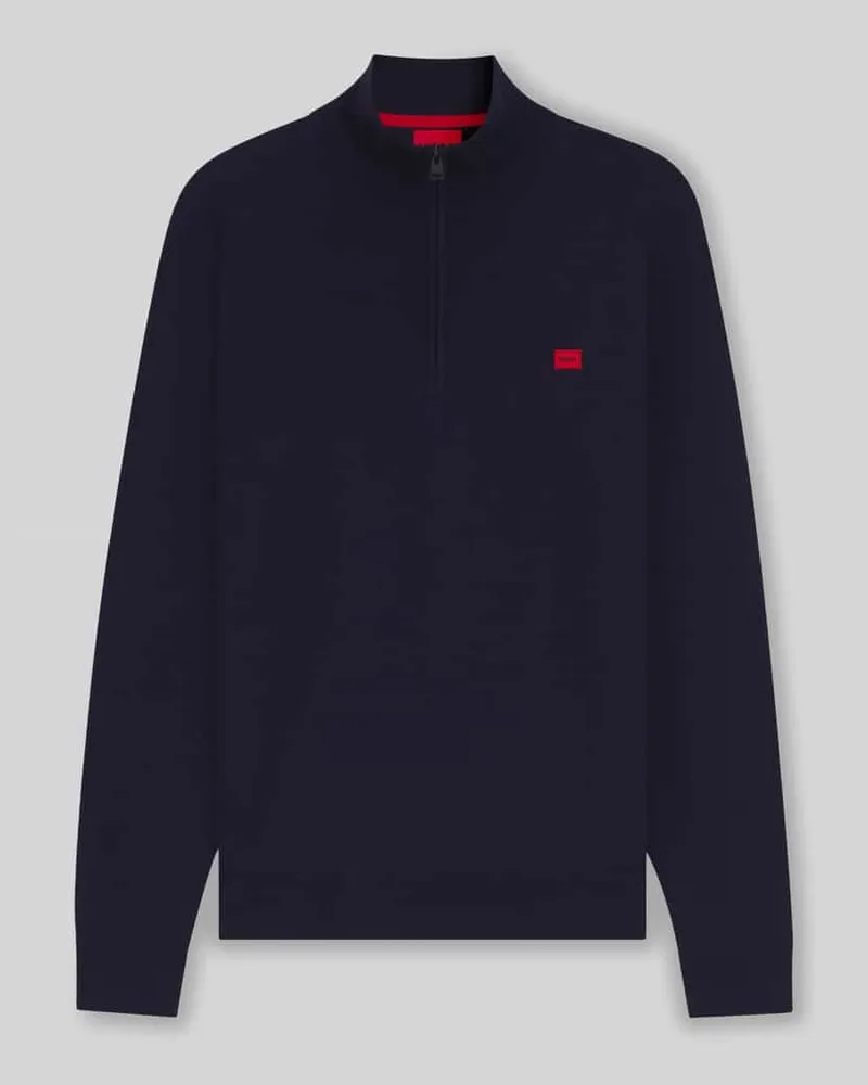 HUGO BOSS Regular Fit Troyer aus reiner Baumwolle Modell 'SAN QUINTUS Marine