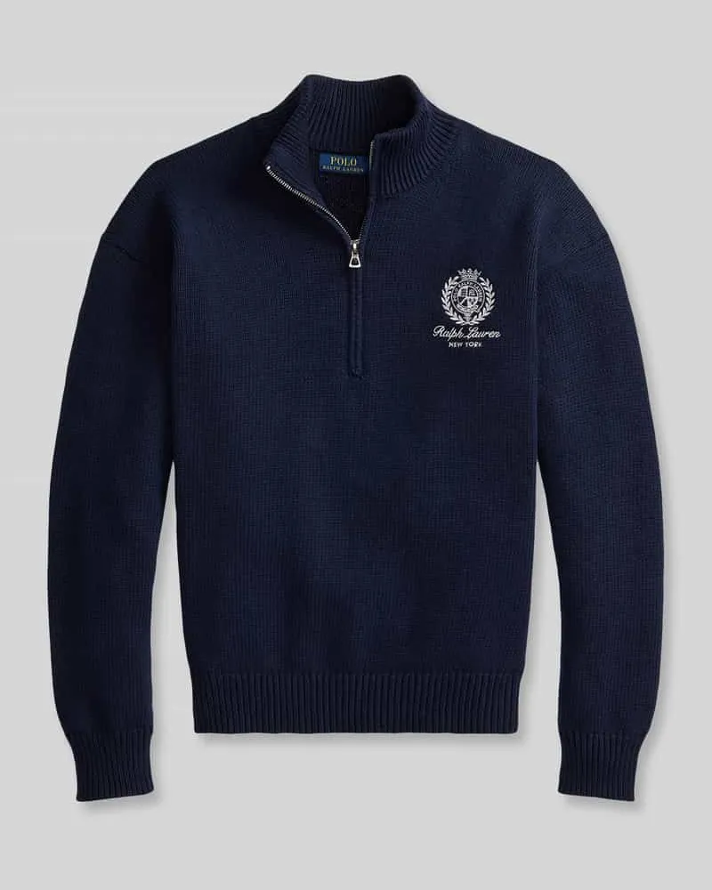 Ralph Lauren Regular Fit Troyer aus reiner Baumwolle Dunkelblau