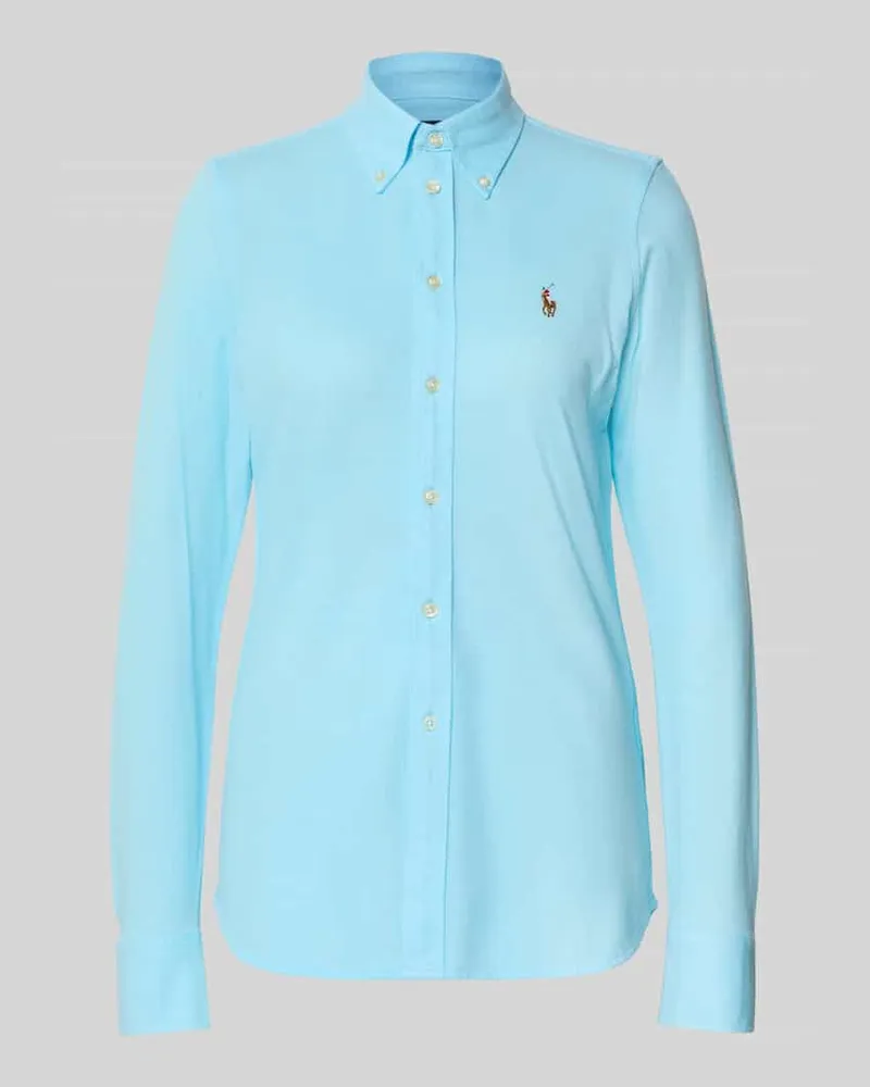 Ralph Lauren Slim Fit Bluse mit Button-Down-Kragen Tuerkis