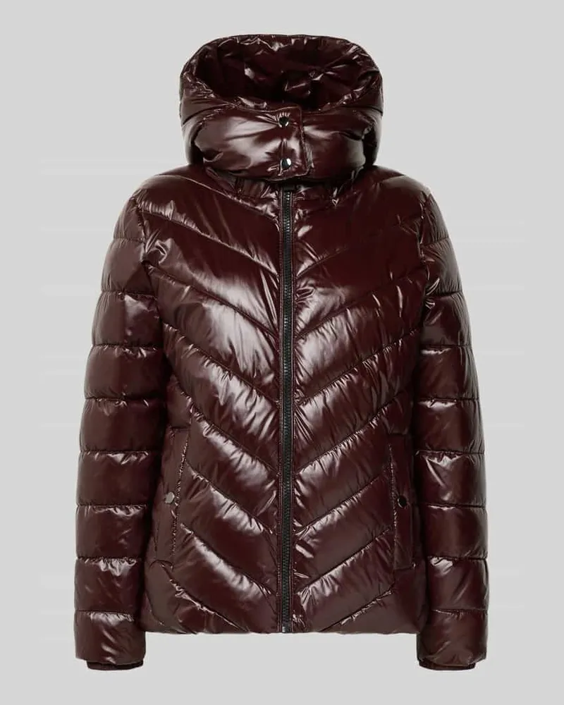 Christian Berg Steppjacke mit Kapuze und Reißverschluss Dunkelbraun