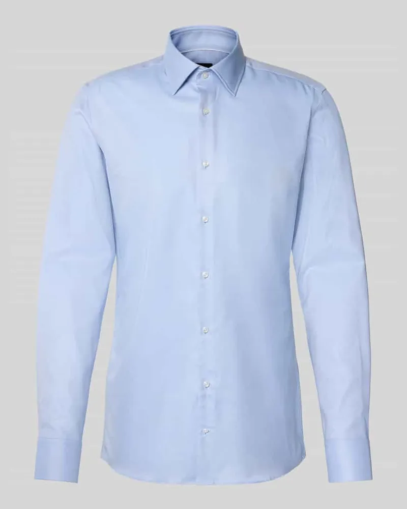 HUGO BOSS Slim Fit Businesshemd aus reiner Baumwolle Modell 'HANK Bleu