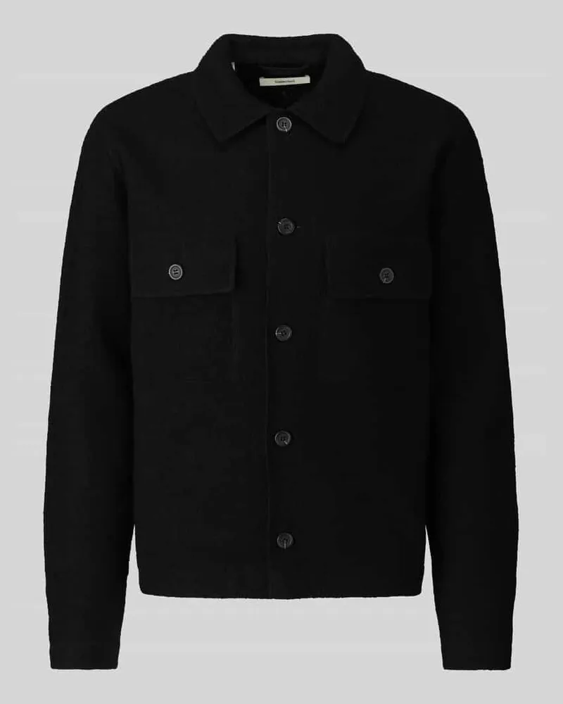 Selected Regular Fit Hemdjacke aus reiner Wolle Modell 'NEALY Black