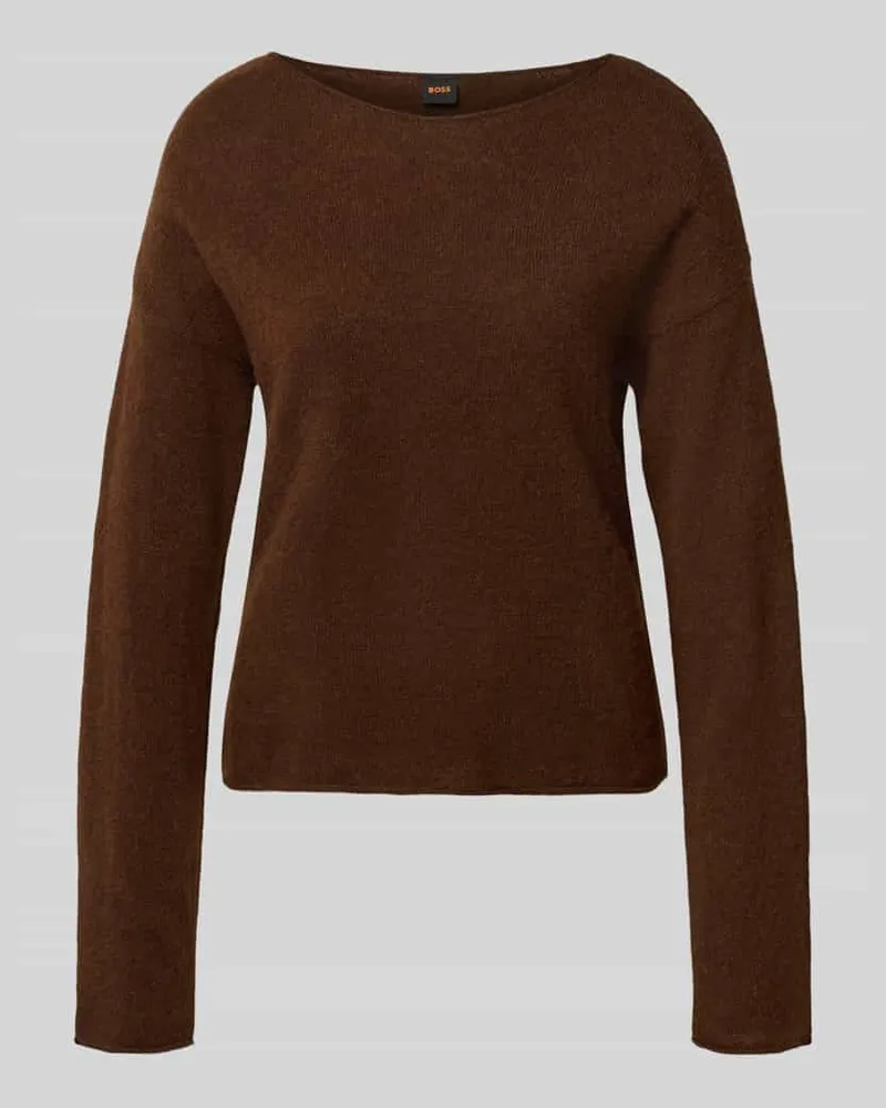 HUGO BOSS Regular Fit Pullover aus Alpaka-Mix mit Woll-Anteil Modell 'C_Follettino Mittelbraun