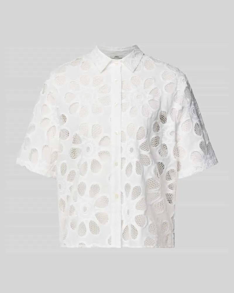 0039 Italy Regular Fit Bluse mit Lochstickerei Modell 'BEA Weiss