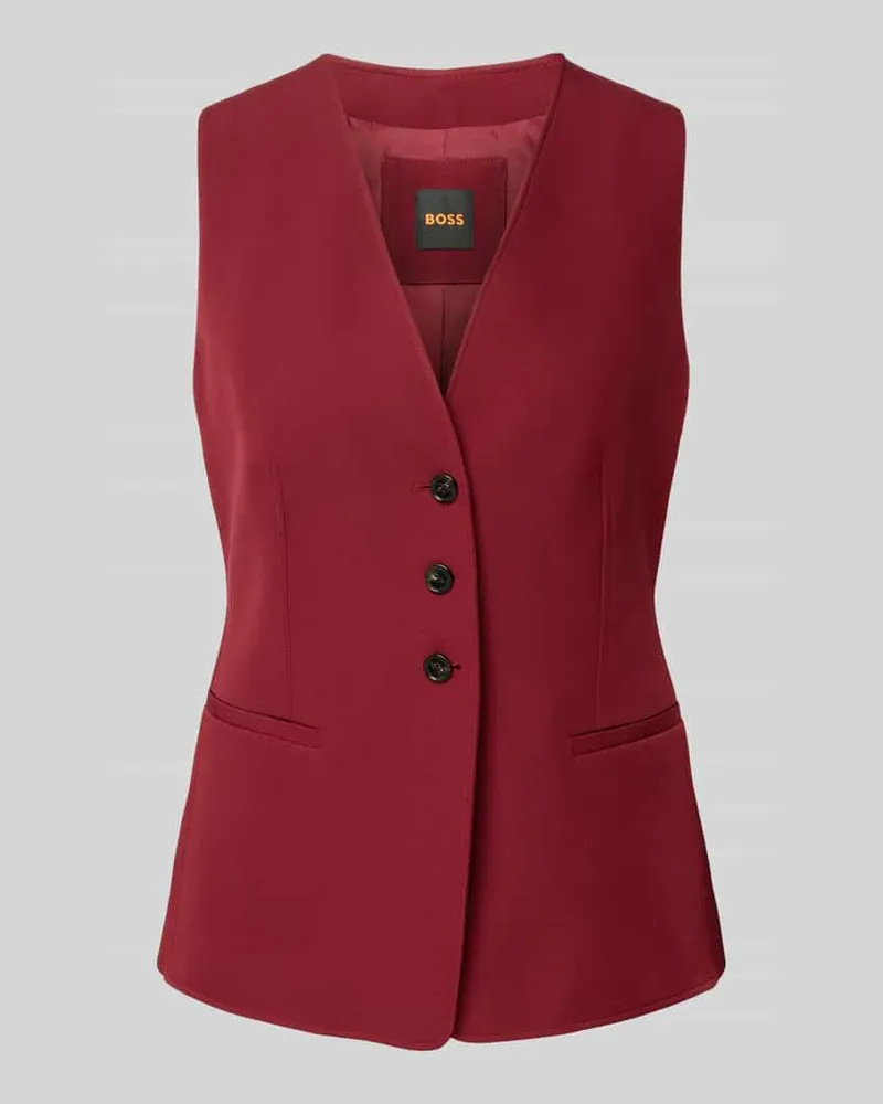 HUGO BOSS Regular Fit Weste mit Paspeltaschen Bordeaux