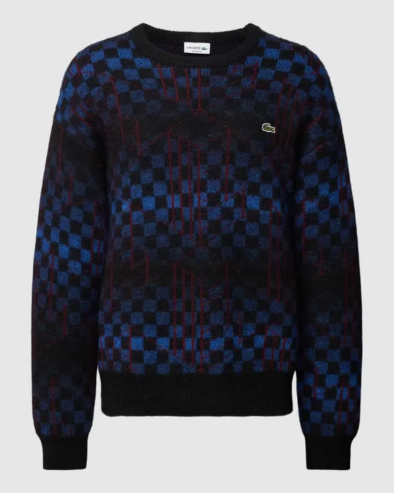 Lacoste Wollpullover mit Allover-Muster Dunkelblau