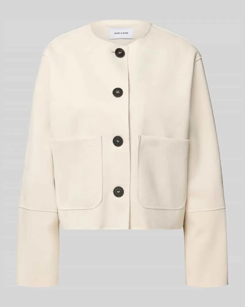 More & More Relaxed Fit Blazer mit Rundhalsausschnitt Kitt