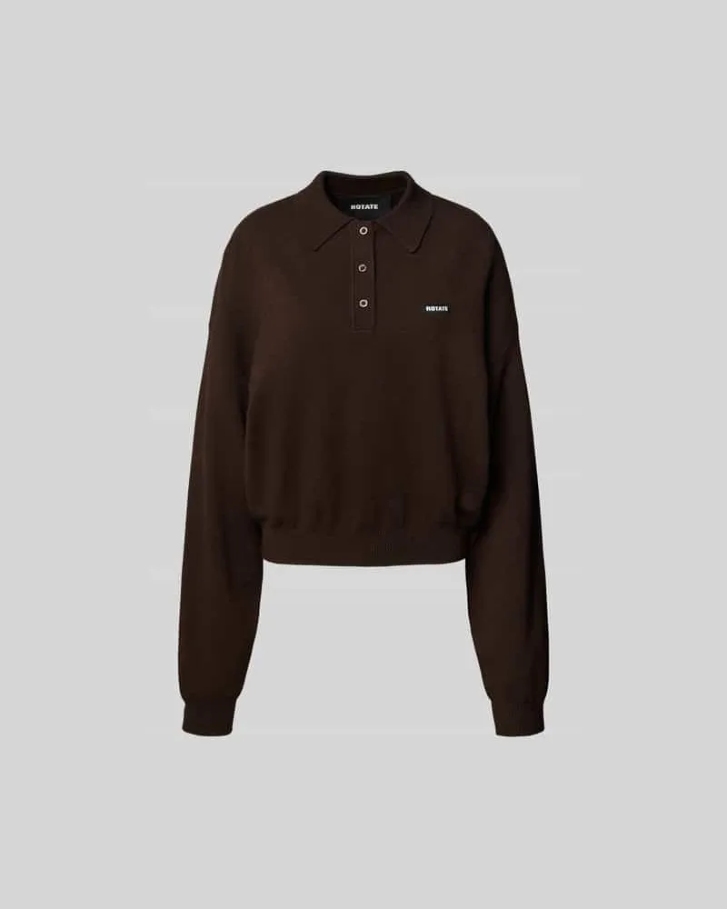 ROTATE Birger Christensen Oversized Sweatshirt mit Polokragen Dunkelbraun