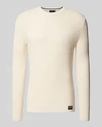 Superdry. Strickpullover mit Strukturmuster und Rundhalsausschnitt Offwhite