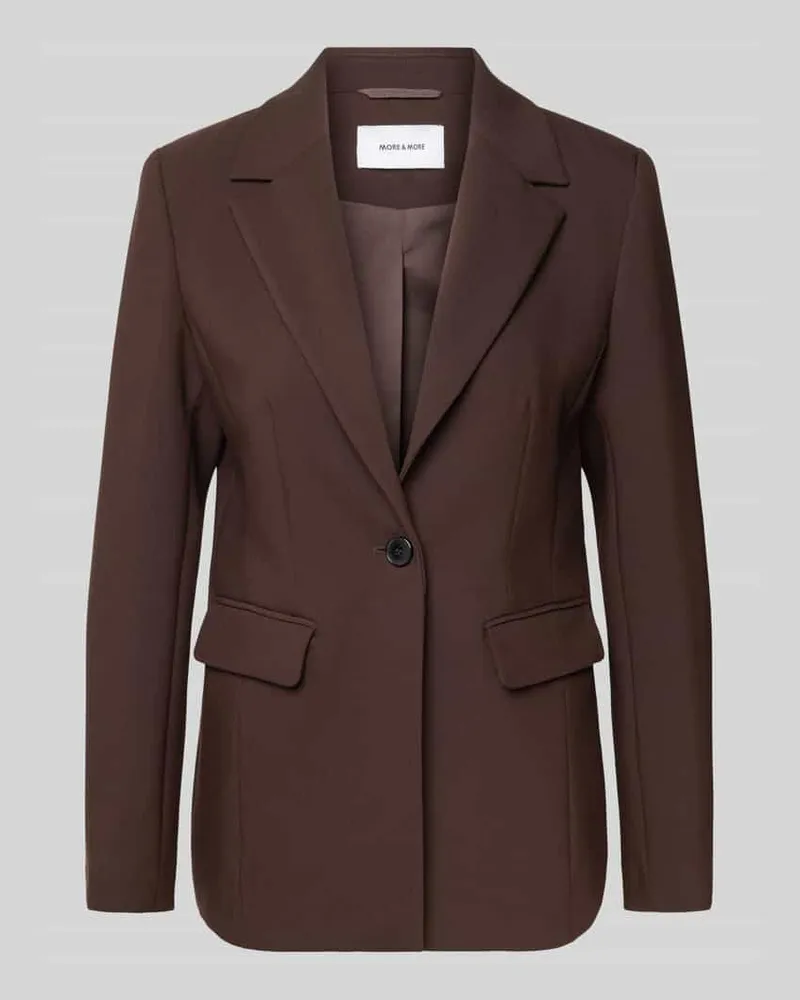 More & More Slim Fit Blazer mit Pattentaschen Schoko