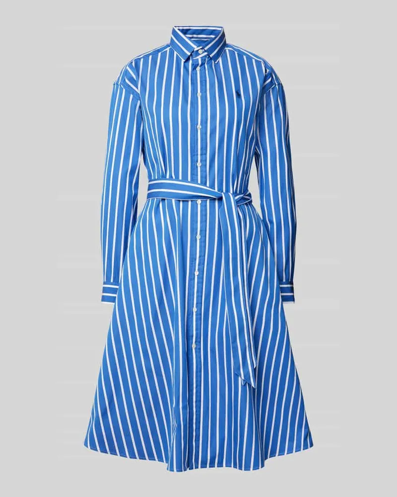 Ralph Lauren Knielanges Kleid mit Bindegürtel Modell 'ELA Blau
