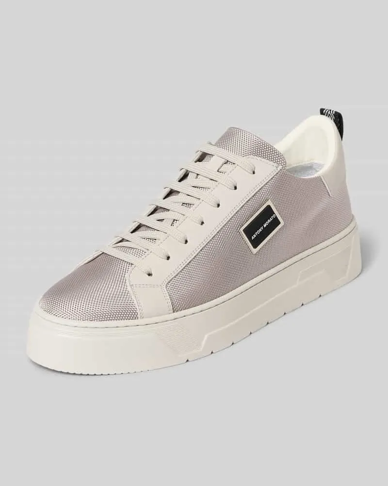 Antony Morato Sneaker aus Leder-Mix mit Logo-Detail Hellgrau