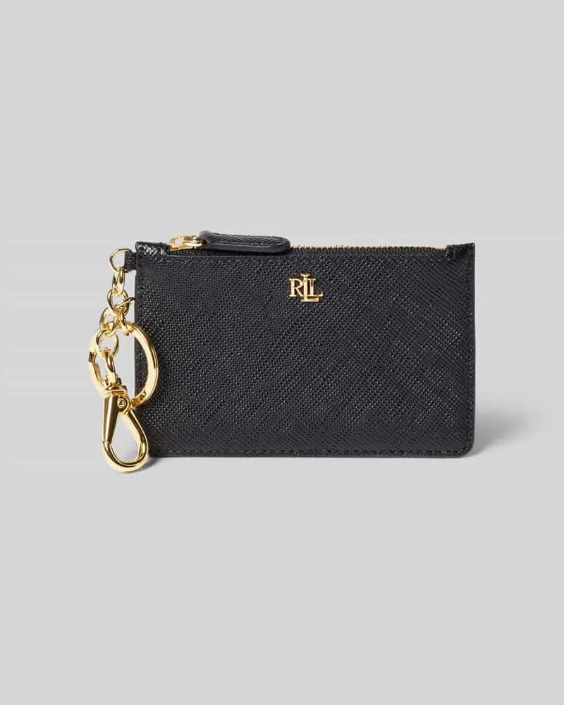 Ralph Lauren Kartenetui aus Rindsleder mit Schlüsselring und Karabiner Black