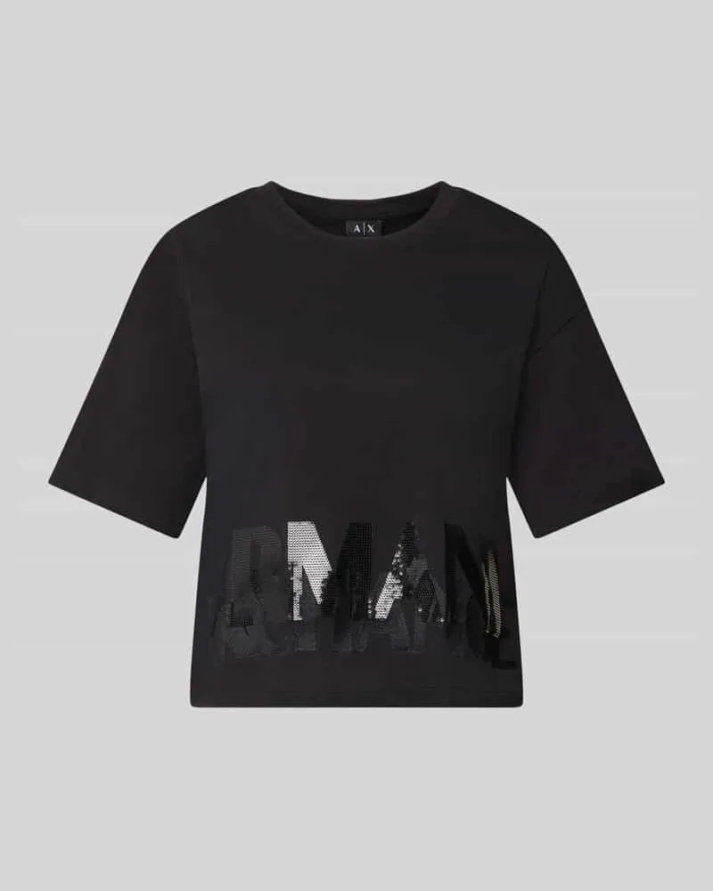 Armani Exchange T-Shirt mit Paillettenbesatz Dunkelbraun