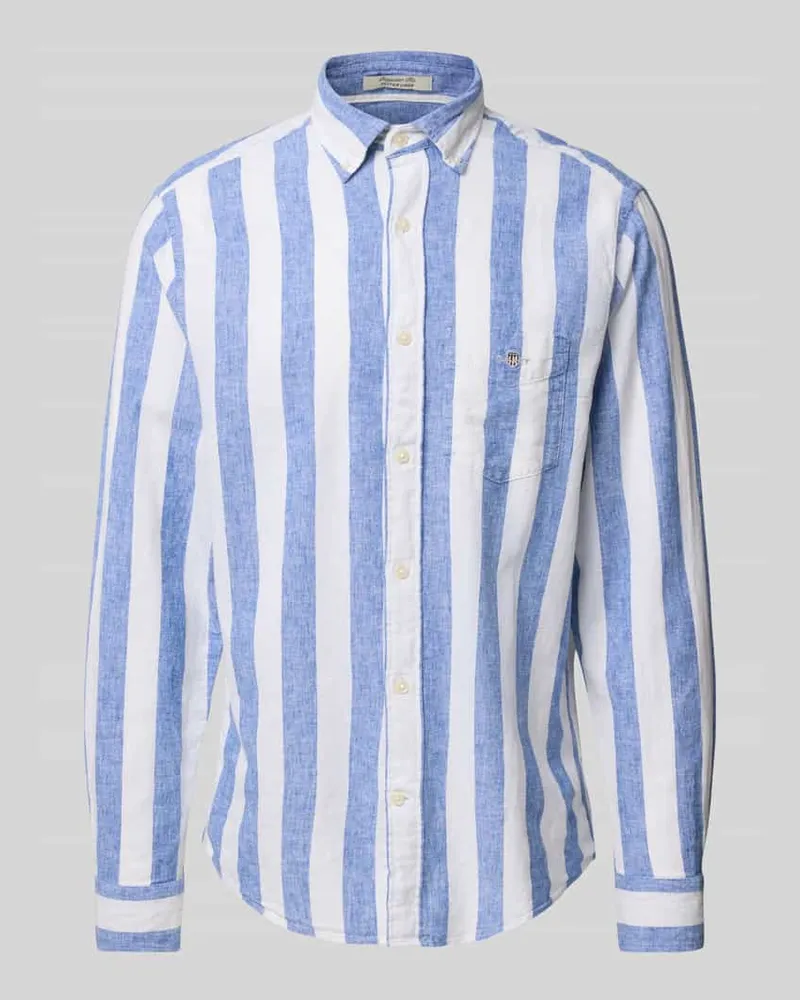 Gant Regular Fit Freizeithemd aus Leinen-Baumwoll-Mix Royal