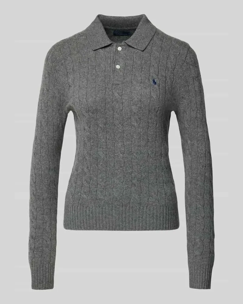 Ralph Lauren Slim Fit Longsleeve aus Woll-Mix mit Kaschmir-Anteil Mittelgrau