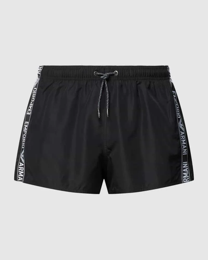 Emporio Armani Badehose mit Galonstreifen Black