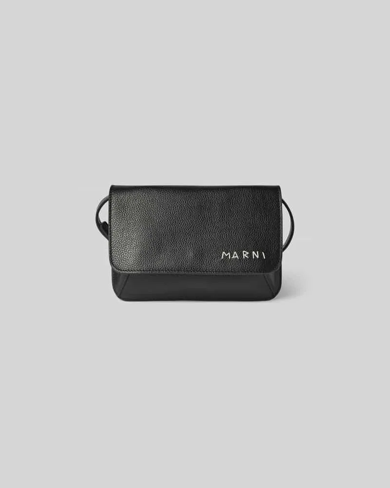 Marni Pochette aus echtem Leder Black