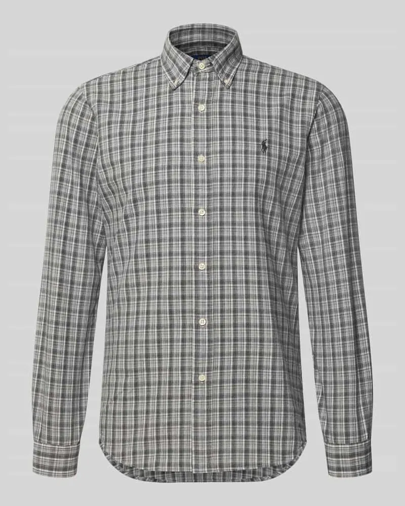 Ralph Lauren Custom Fit Freizeithemd mit Button-Down-Kragen Anthrazit